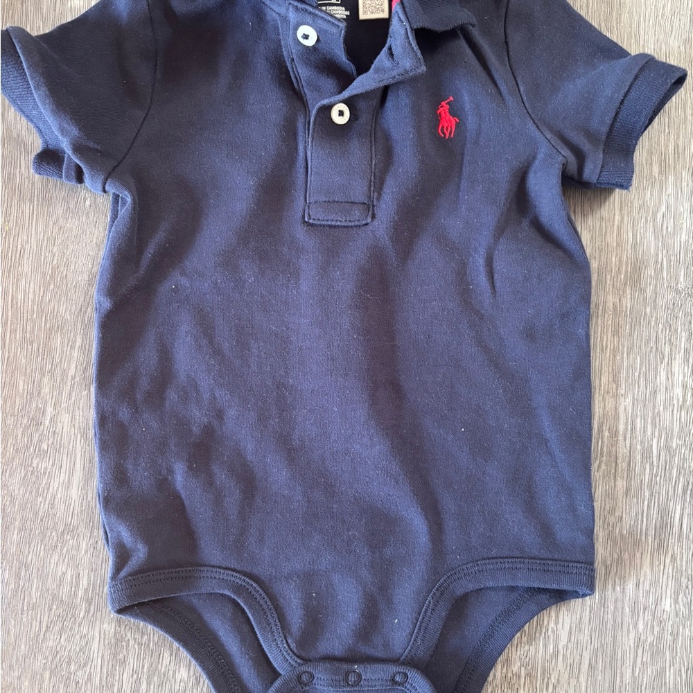 Polo by Ralph Lauren Navy Blue Baby Onesie